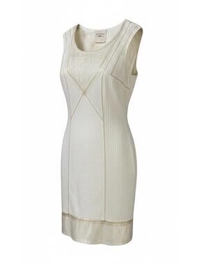 Cotelac Cream Gold Accent Sleeveless Sheath Mini Party Cocktail Dress Size 2